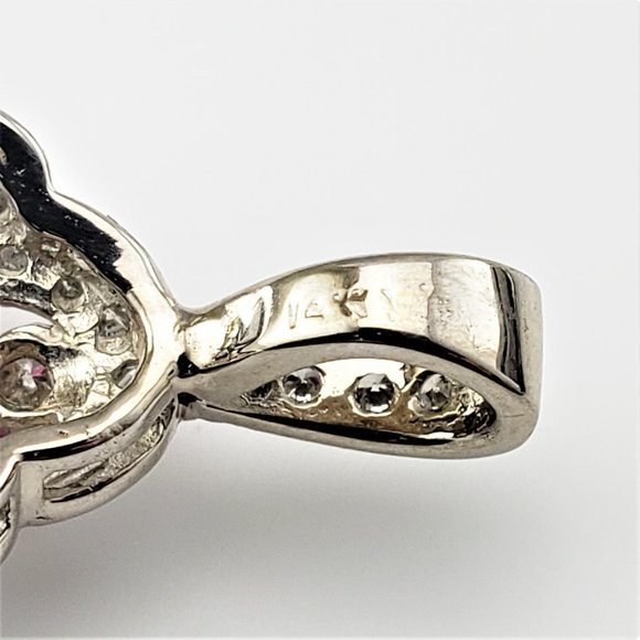 Vintage 14 Karat White Gold Red Tourmaline and Diamond Pendant #8454 - Picture 6 of 9